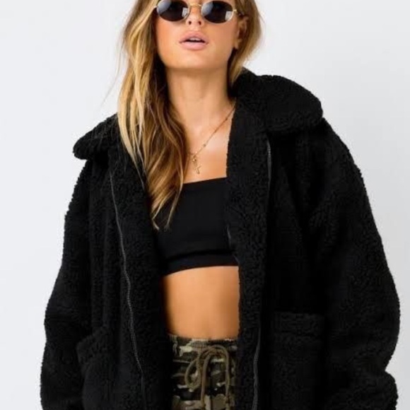 I.AM.GIA Pixie Black Sherpa Teddy Coat Jacket - Picture 5 of 9